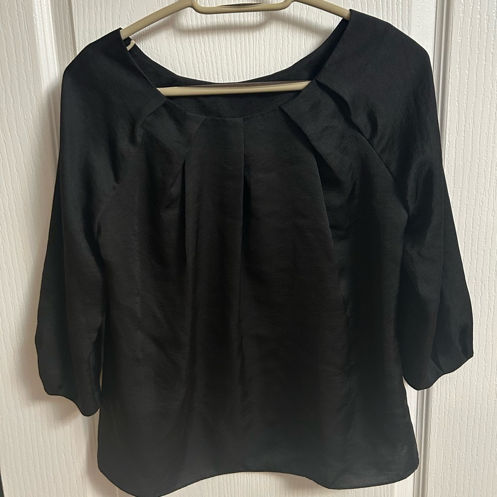 Talbots Black Blouse with Pleated Front